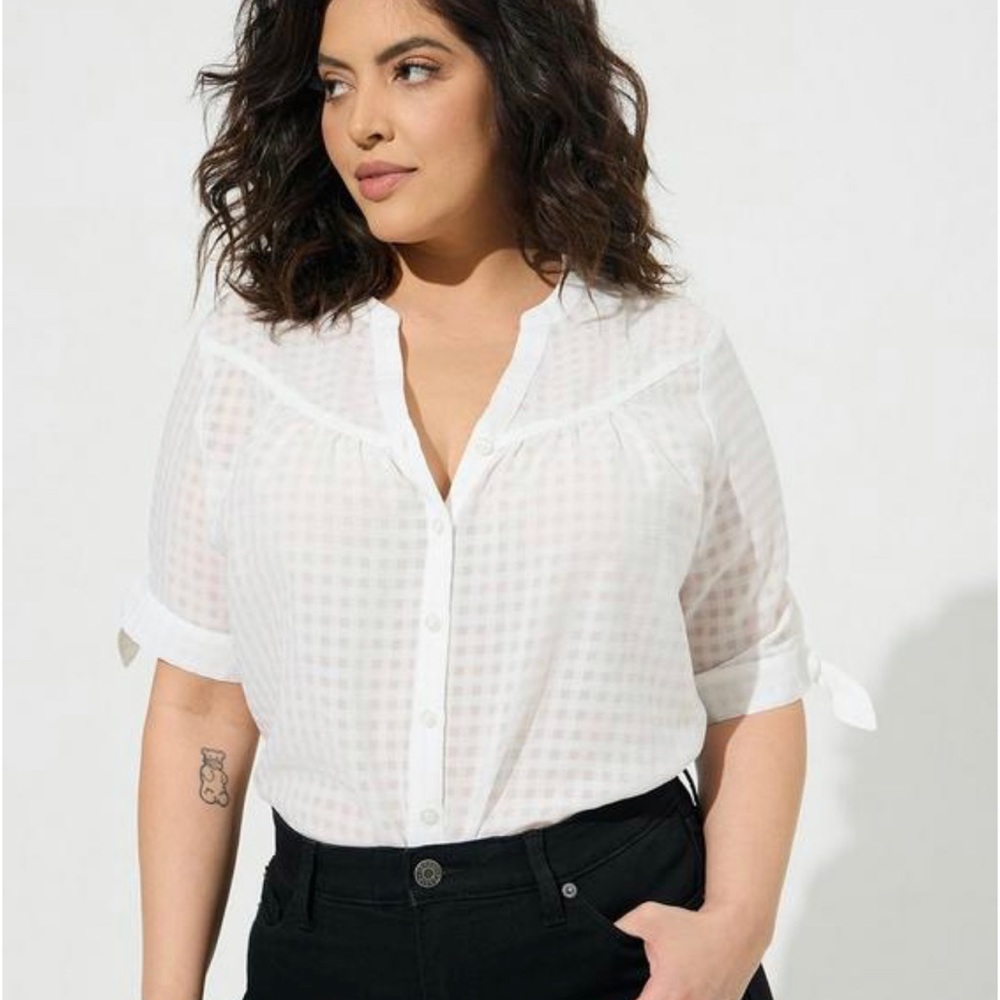 Window Pane Button Front Blouse. Brand New W/ Tags